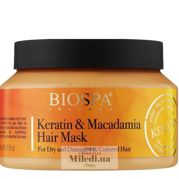 Масляна маска Кератин та макадамія Sea of Spa Bio Spa Keratin Macadamia Hair Mask Dry Damaged Colored 500 мл