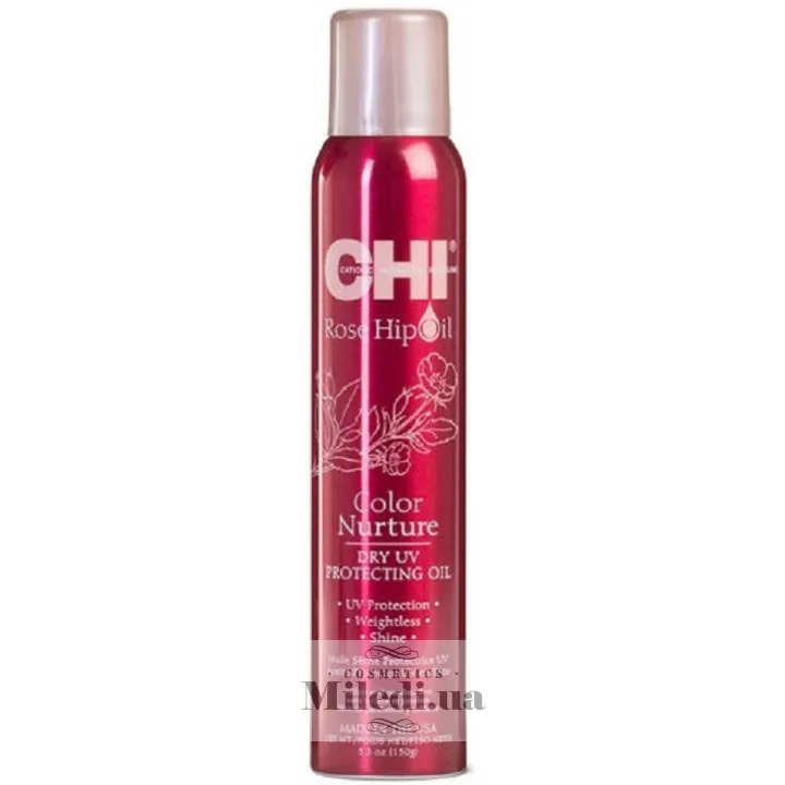 Захисний спрей-блиск для пофарбованого волосся Chi Rose Hip Oil Color Nurture Dry UV Protecting Oil 150 мл