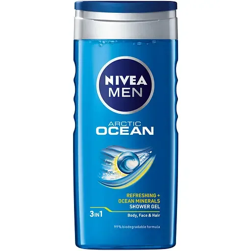 Гель для душу NIVEA MEN Arctic Ocean 3в1 для тіла обличчя та волосся 250 мл