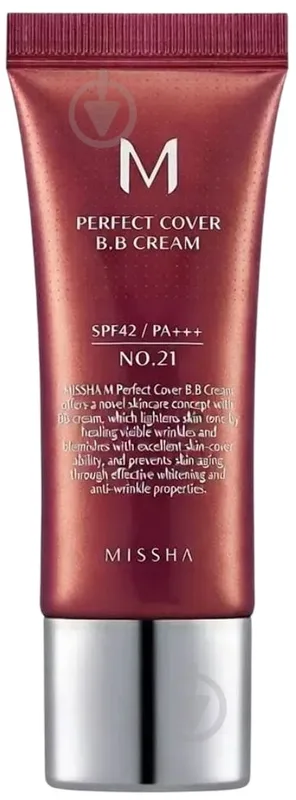 ВВ крем для обличчя №21 Світло-бежевий SPF42/PA++ 20 мл Missha m perfect cover ex bb-крем №21 SPF42/PA++
