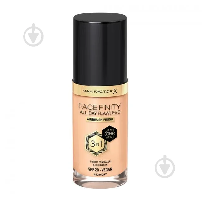 Тональна основа Max Factor Facefinity All Day Flawless 3-in-1 42 Ivory 30 мл