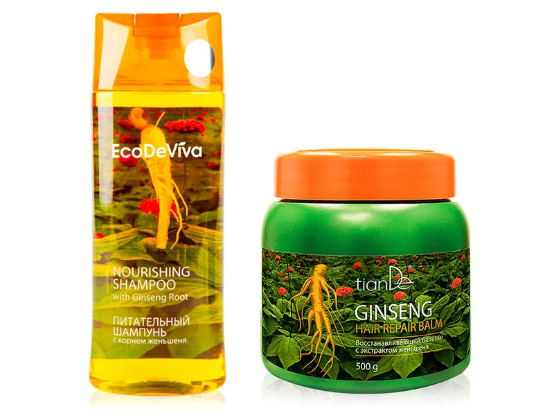 Відновлювальний набір для волосся з екстрактом женьшеню EcoDeViva by TianDe Ginseng Hair Repair Set