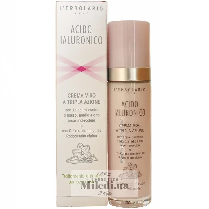 Крем з гіалуроновою кислотою для комбінованої шкіри L'Erbolario Acido Ialuronico Crema Viso a Tripla Azione 50 мл