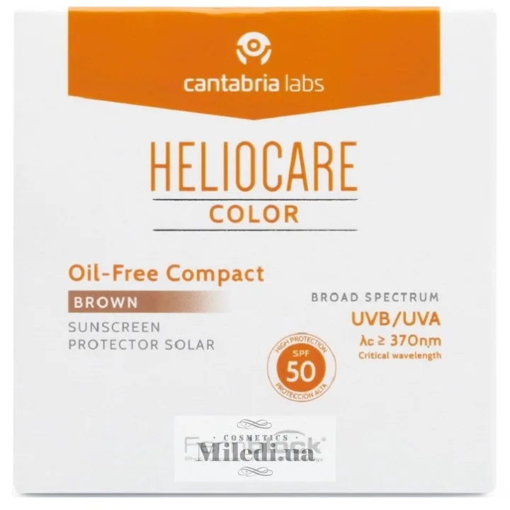 Крем-пудра мінеральна для жирної шкіри Темна Cantabria Labs Heliocare Color Oil-Free Compact SPF50 Brown 10 г