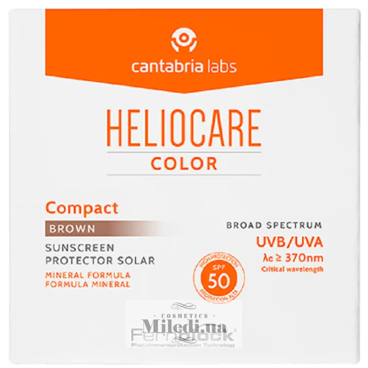 Крем-пудра мінеральна для сухої шкіри Темна Cantabria Labs Heliocare Color Compact SPF50 Brown 10 г