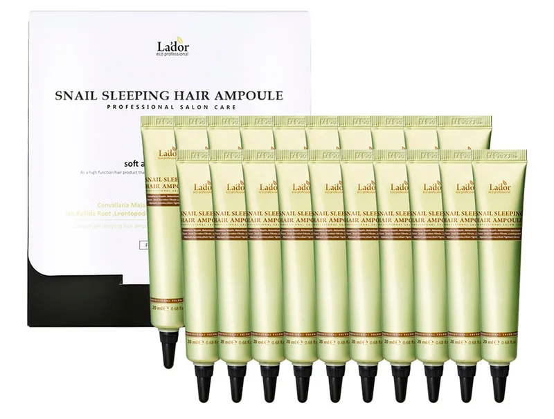 Нічна маска-сироватка з білком для пошкодженого волосся Lador Snail Sleeping Hair Ampoule, 20шт по 20мл