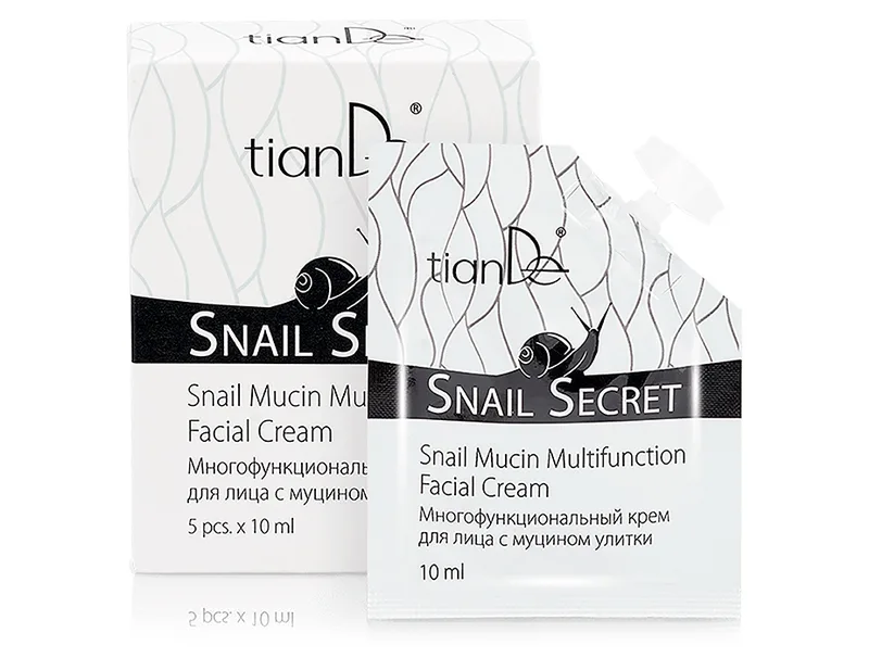 Багатофункціональний крем для обличчя з муцином равлика TianDe Snail Secret Snail Mucin Multifunction Facial Cream, 5шт по 10мл