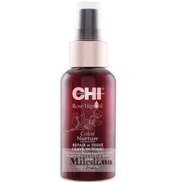 Незмивний спрей-тонік для блиску пофарбованного волосся Chi Rose Hip Oil Repair 59 мл