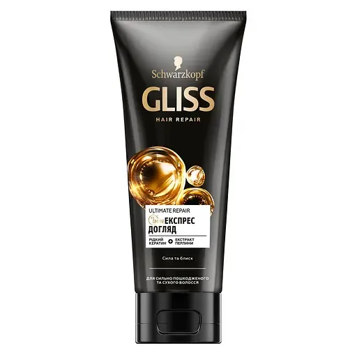 Маска Gliss Ultimate Repair Експрес догляд 1 хвилина, для сильно пошкодженого та сухого волосся, 200 мл