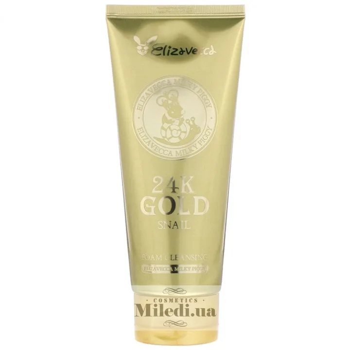Очищаюча пінка з муцином равлику та золотом Elizavecca Milky Piggy 24K Gold Snail Cleansing Foam, 180 мл