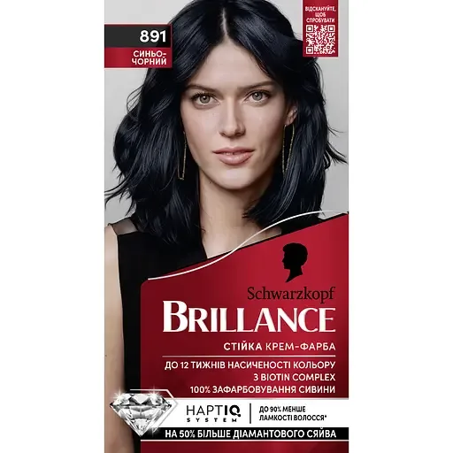 Фарба для волосся Brillance 891 Синяво-чорний 143.7 мл (2025003)