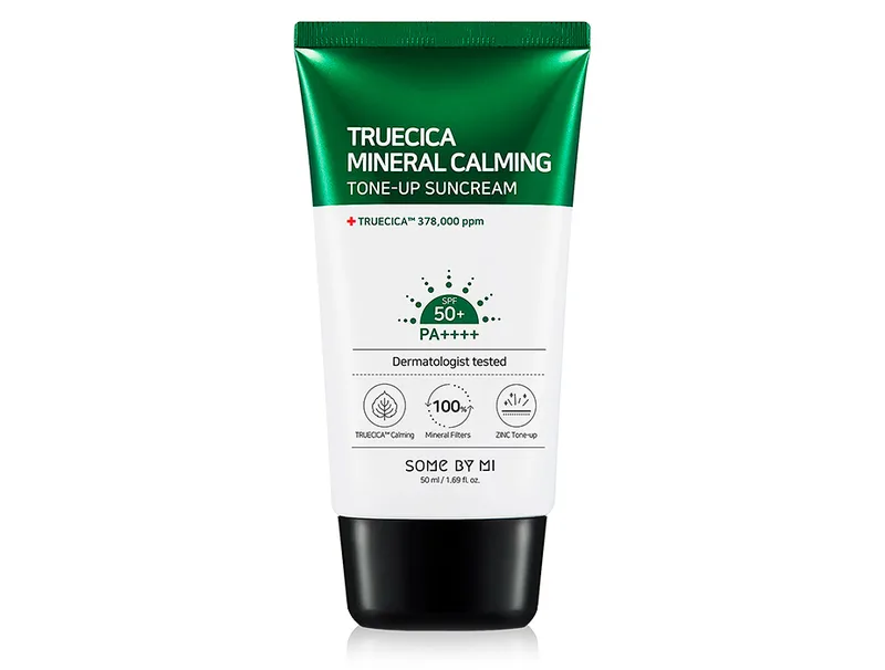 SOME BY MI Truecica Mineral Calming Tone Up Suncream SPF50 PA++++ - Сонцезахисний мінеральний крем
