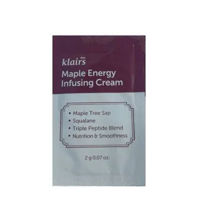 Dear, Klairs Maple Energy Infusing Cream – живильний крем з соком клену (пробник 2 г)
