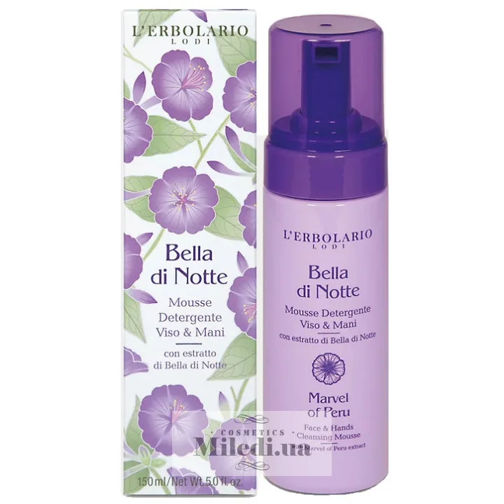 Очищаючий мус піна Чудо Перу L`Erbolario Mousse Detergente Viso & Mani Bella di Notte 150 мл
