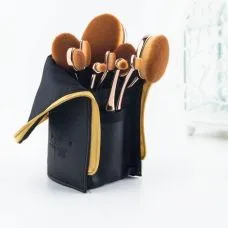 Набір пензлів-щіточок для макіяжу професійний ANMOR Professional makeup brush set Oval чорний (10шт)