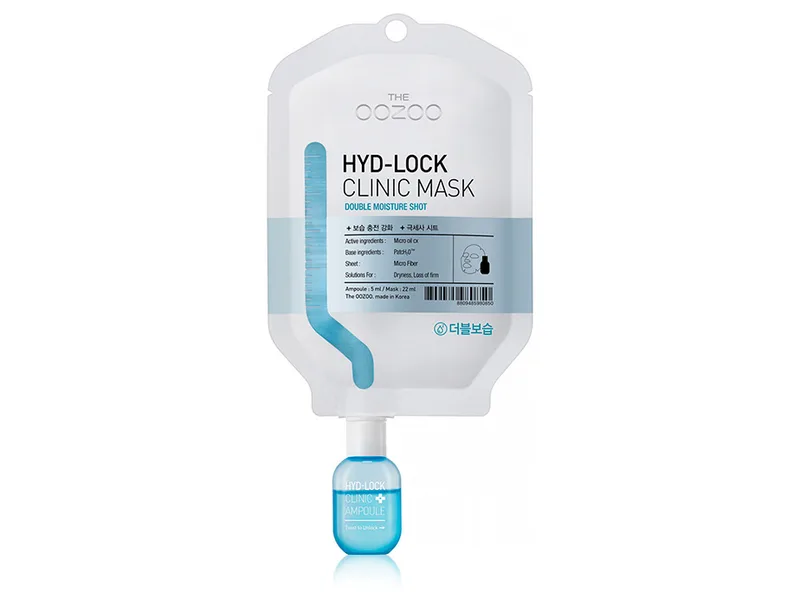 Маска для подвійного зволоження дуже сухої шкіри обличчя The Oozoo Hyd-Lock Clinic Mask Double Moisture Shot