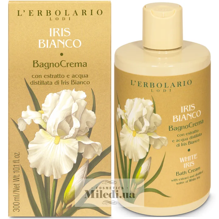 Парфумованний крем для ванни Білий ірис L`Erbolario BagnoCrema Iris Bianco 300 мл