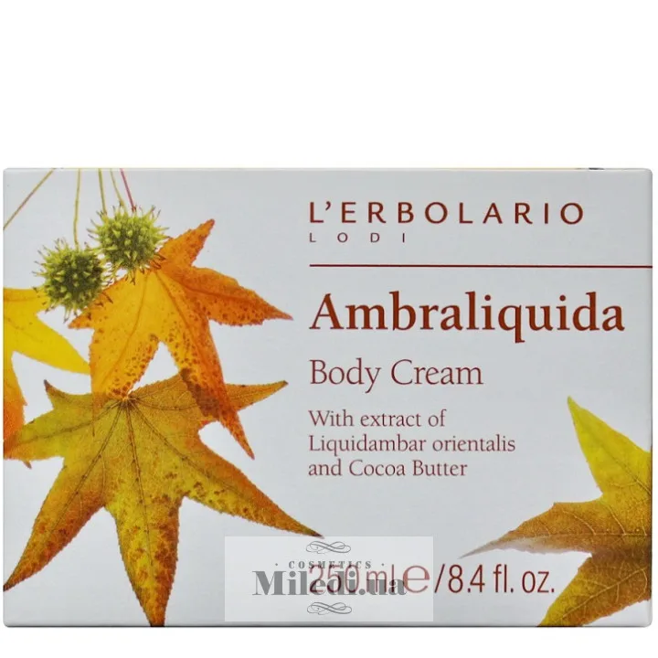 Парфумований крем для тіла Амброве дерево L`Erbolario Ambraliquida Crema, 250 мл