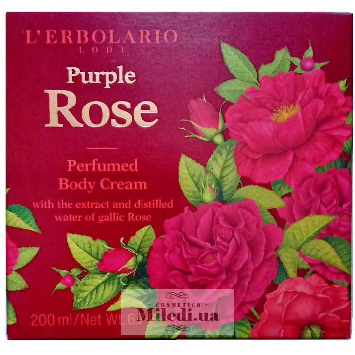 Парфумованний крем для тіла Пурпурна троянда L'Erbolario Crema Profumata per il Corpo Rosa Purpurea 200 мл
