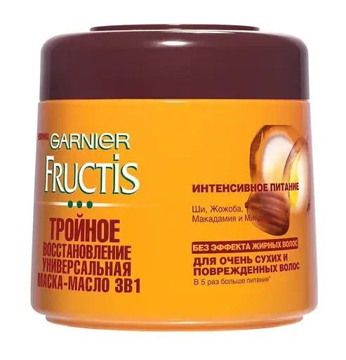 Маска-масло для волосся Garnier Fructis Потрійне відновлення, для сухих і пошкоджених волосся, 300 мл