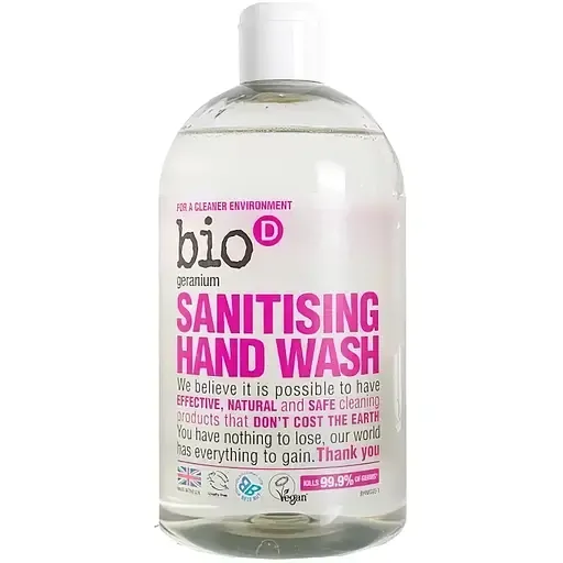 Органічне дезінфікуюче рідке мило Bio-D Sanitising Hand Wash Geranium з натуральним ефірним маслом герані 500 мл