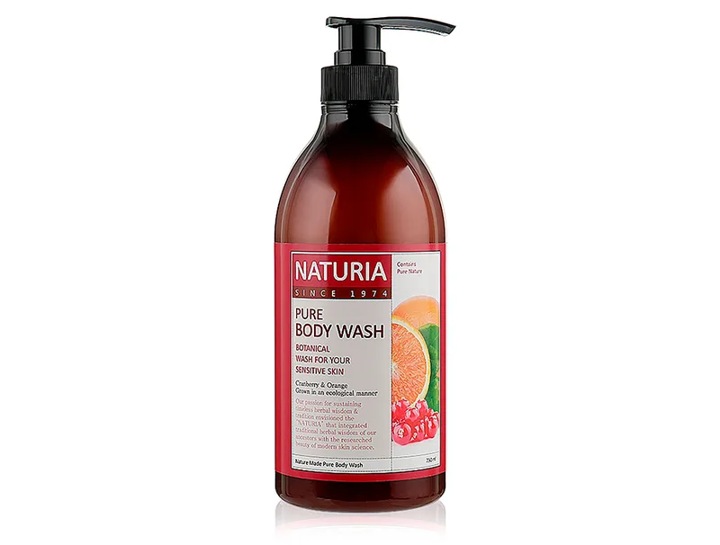 Гель для душу з ароматом журавлини та апельсину Naturia Pure Body Wash Cranberry & Orange, 750мл