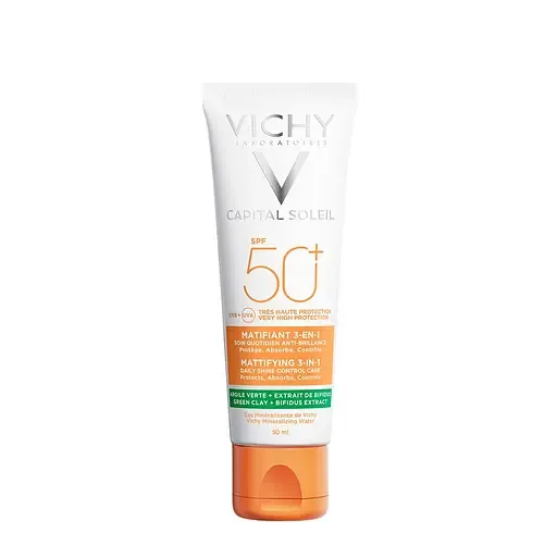 Сонцезахисний крем матовий 3в1 Vichy Capital Soleil Mattifying для жирної проблемної шкіри SPF50+ 50 мл (MB232700)