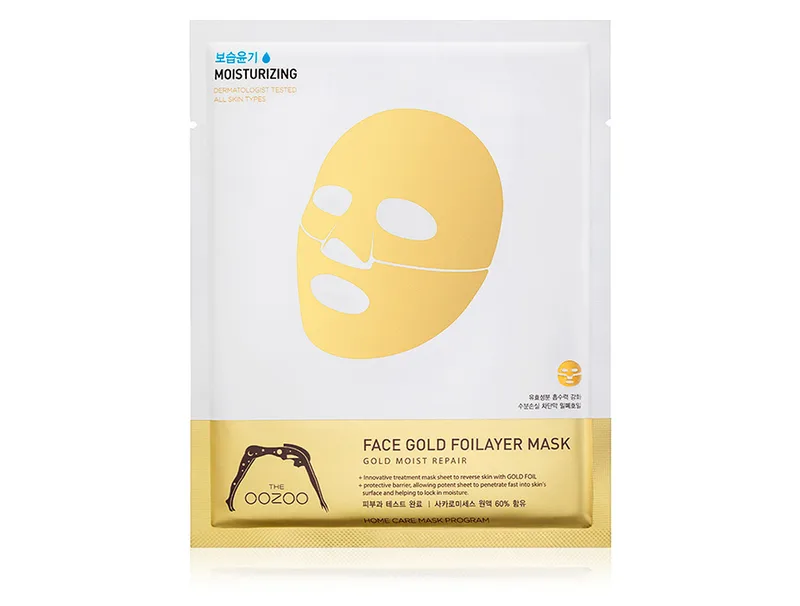 Золота експрес-маска для обличчя з термоефектом The Oozoo Face Gold Foilayer Mask