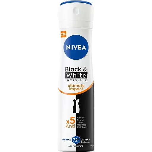 Антиперспірант NIVEA Чорне та Біле невидимий: ULTIMATE IMPACT спрей 150 мл (83486)