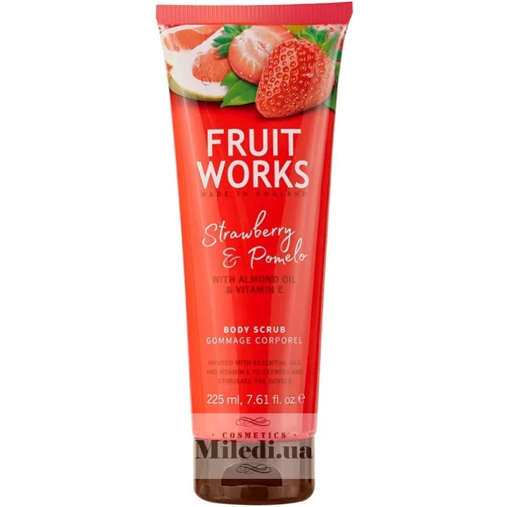 Скраб для тіла Полуниця і помело Grace Cole Fruit Works Strawberry & Pomelo Body Scrub 225 мл