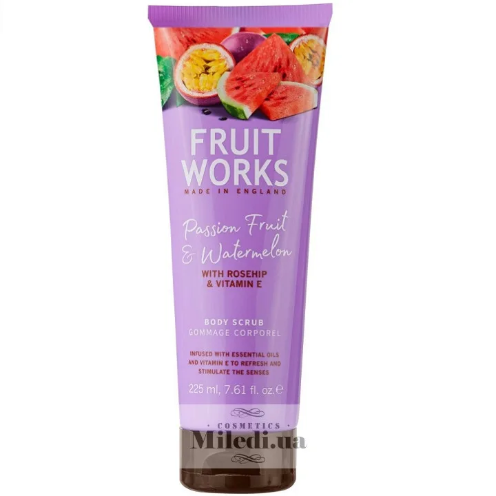 Скраб для тіла Маракуйя і кавун Grace Cole Fruit Works Passion Fruit & Watermelon Body Scrub 225 мл