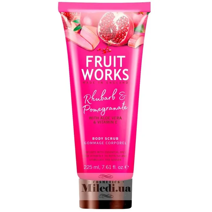Скраб для тіла Ревінь і гранат Grace Cole Fruit Works Rhubarb & Pomegranate Body Scrub 225 мл