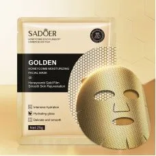 Тканинна маска для обличчя антивікова з екстрактом камелії і золотом Sadoer Golden Honeycomb Moisturizing Facial Mask (25г)