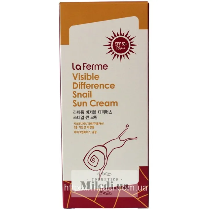 Сонцезахисний крем з равликом Farmstay Visible Difference Snail Sun Cream SPF50+ P+++ 70 мл
