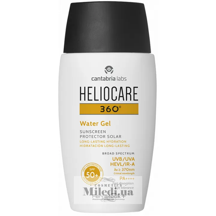 Сонцезахисний зволожуючий гель для всіх типів шкіри Cantabria Labs Heliocare 360º Water Gel Sunscreen SPF50+ 50 мл
