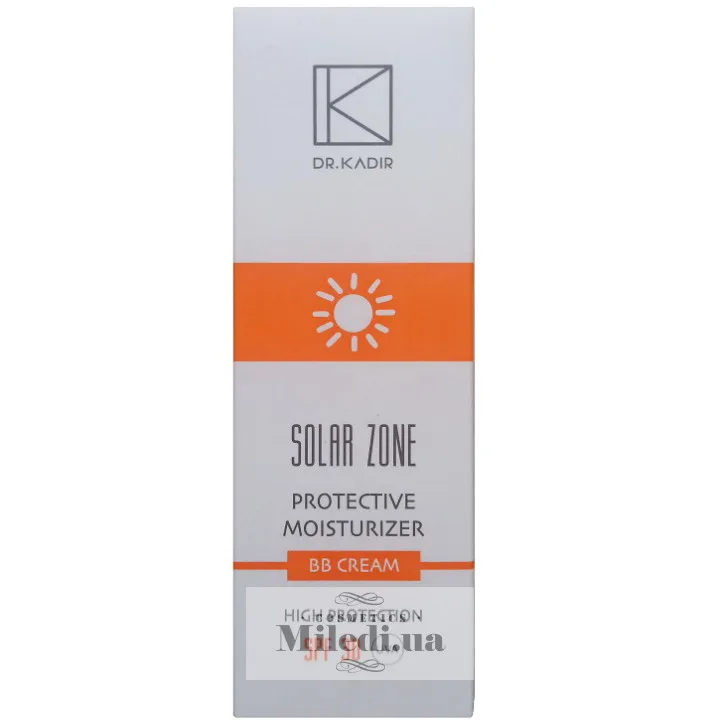 Сонцезахисний зволожуючий крем з тоном Dr. Kadir Solar Zone Moisturizing Protective BB Cream SPF30+, 75 мл