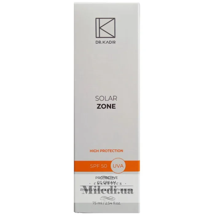Сонцезахисний зволожуючий СС крем з тоном Dr. Kadir Solar Zone Protective CC Cream SPF50 75 мл