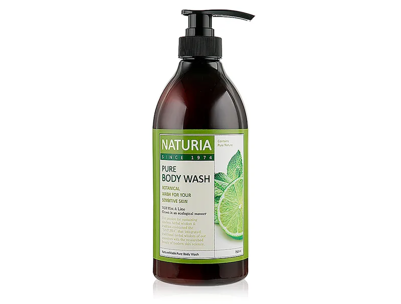 Гель для душу з ароматом м'яти та лайма Naturia Pure Body Wash Wild Mint & Lime, 750мл
