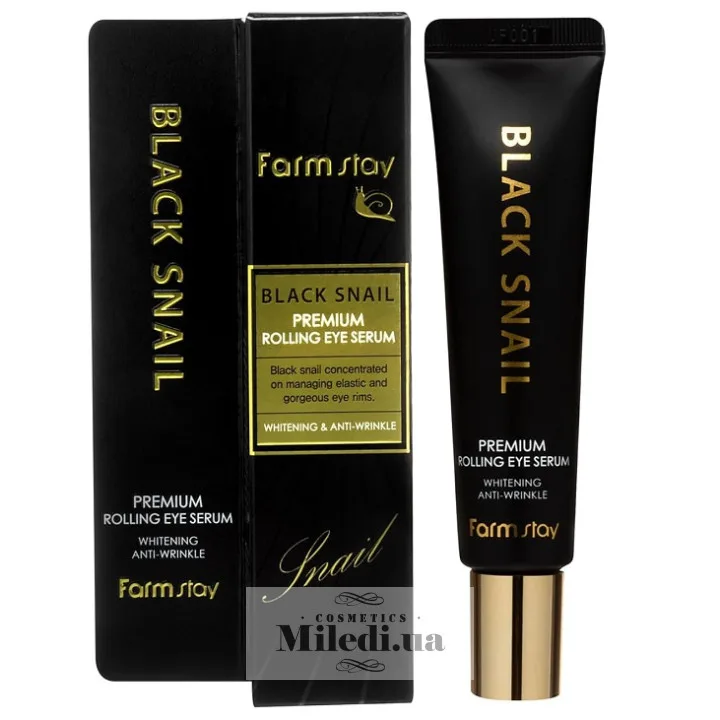 Сироватка-ролер для шкіри навколо очей - FarmStay Black Snail Premium Rolling Eye Serum, 25 мл