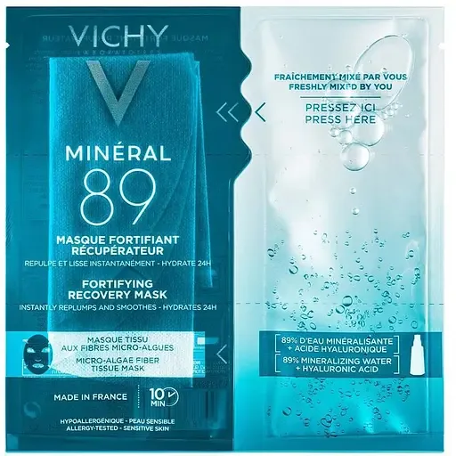 Зміцнююча тканинна маска Vichy Mineral 89 для зволоження та відновлення шкіри обличчя 29 мл