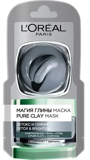 Очищувальна маска для обличчя L'Oreal Paris Skin Expert Магія глини, з натуральної глиною та вугіллям