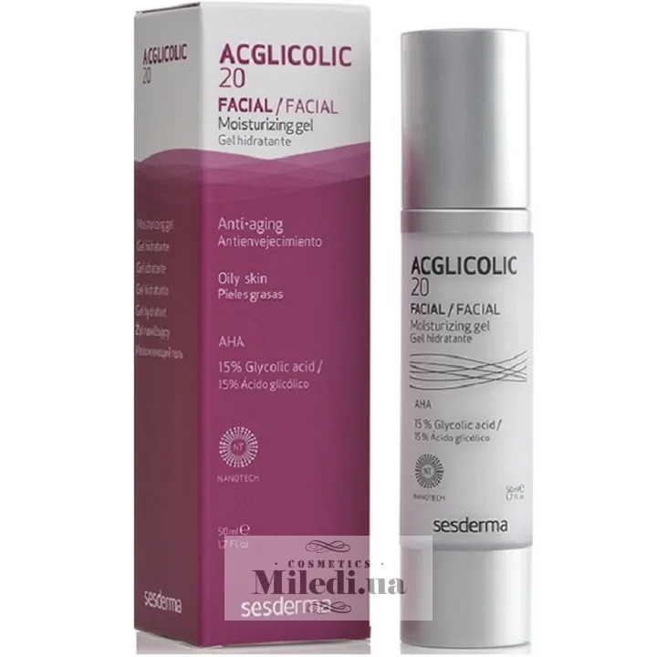 Зволожуючий гель з 15% гліколевою кислотою Sesderma Laboratories Acglicolic 20 Moisturizing Gel 50 мл