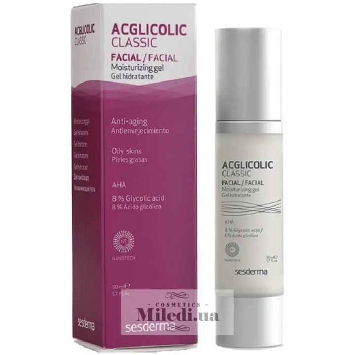 Зволожуючий гель з 8% гліколевою кислотою Sesderma Laboratories Acglicolic Classic Moisturizing Gel 50 мл