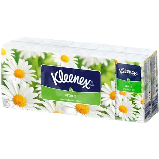 Набір носовички Kleenex Ромашка 100 шт. (10 упаковок по 10 шт.)