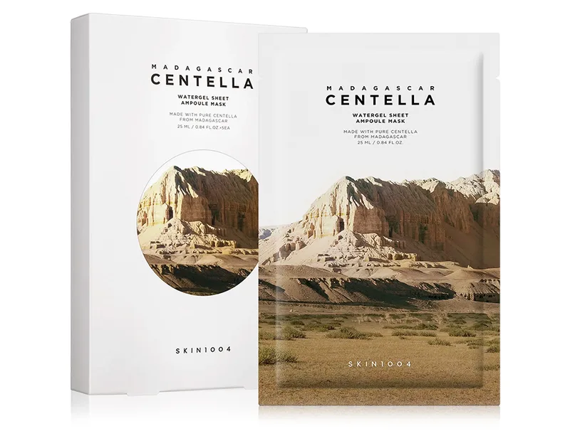 Зволожуюча тканинна маска для проблемної шкіри обличчя SKIN1004 Madagascar Centella Watergel Sheet Ampoule Mask, 5шт