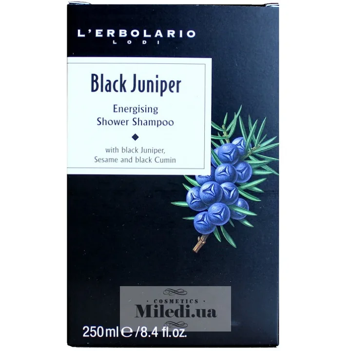 Шампунь-гель для душу Чорний ялівець L'Erbolario Ginepro Nero Shampoo Doccia Energizzante 250 мл