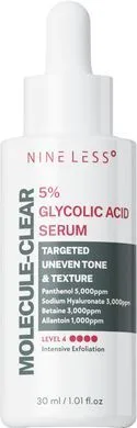 NINELESS Molecule-Clear 5% Glycolic Acid Serum – сироватка-пілінг для покращення текстури шкіри з гліколевою кислотою 5% 30 мл