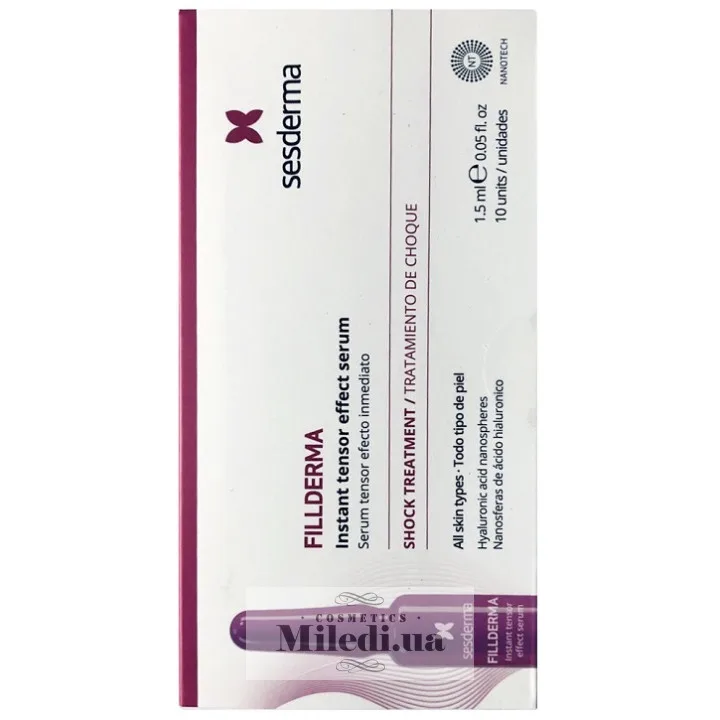 Ампули з ефектом філера з гіалуроновою кислотою Sesderma Laboratories Fillderma Instant Tensor Effect Serum 10х1,5 мл