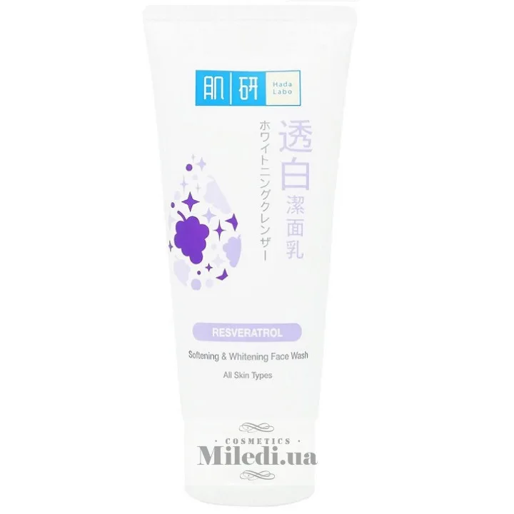 Вирівнююча тон крем-пінка для вмивання з ресвератролом Hada Labo Soft & White Face Wash 100 мл