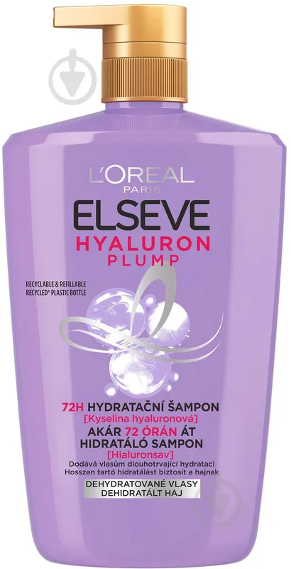 Шампунь Elseve Elseve Hyaluron Plump для волосся, що потребує зволоження та об'єму 1000 мл